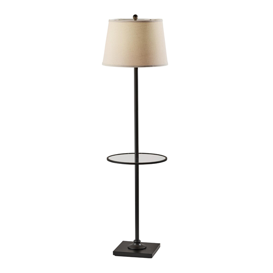 Black Metal Levitt Floor Lamp With Shelf - Glass by World Market