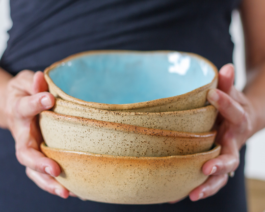 Modern Pottery Ceramic Bowl, Blue Handmade Large Turquoise Pasta Dinnerware Ramen Tableware Soup Bowl