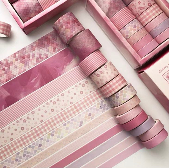 Free Shipping 12 Rolls Pink Washi Tape Set | 3M Flower Tapes Planner Deco Basic Color Decorative