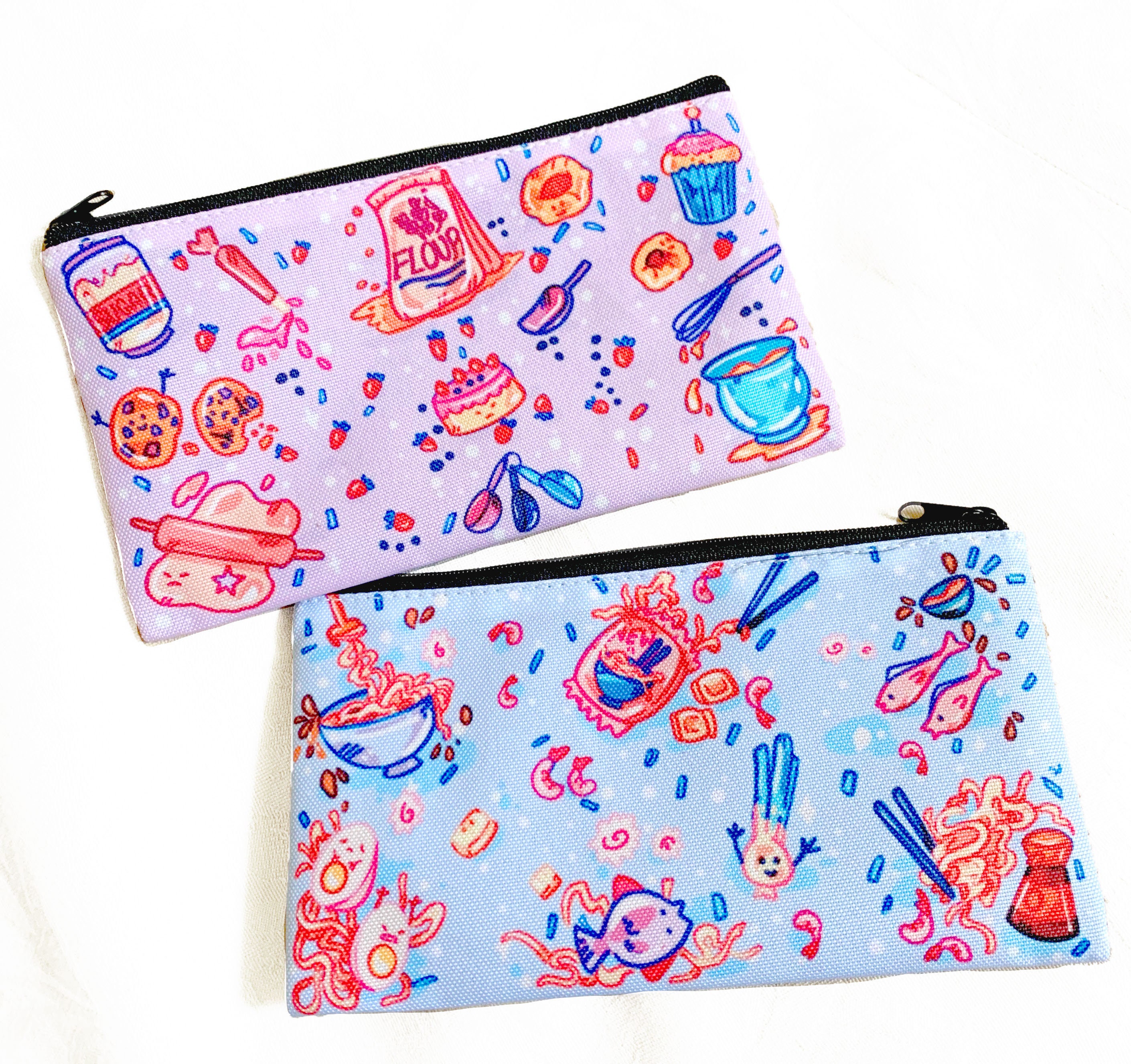 Ramen Bowl | Baking Clipart Canvas Pouch Leather Pencil Case Kawaii Stationery Desk Accessories |Pencil Box|Coin Purse
