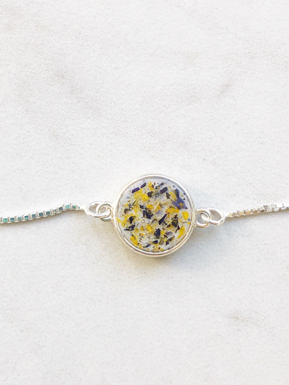 Flower Memorial Circle Link Necklaceflower Petals From Wedding, Funeral, Baptism, Shower, Anniversary, Birth, Special Occasion