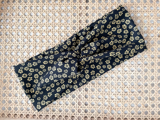 Yellow Daisies Simple Twist Top Soft Fabric Headband, Nurse Headband, Button Band