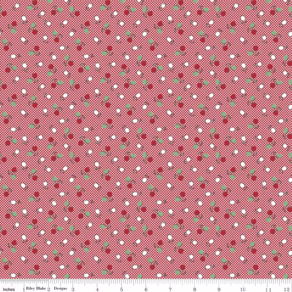 Sale Cook Book Tulips C11769 Cayenne - Riley Blake Designs Lori Holt Floral Flowers Red Quilting Cotton