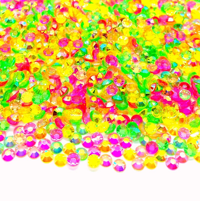 Tulip Blend Rhinestone Mix Choose Size | Quantity Flatback Transparent Jelly Rhinestones Pink Green Yellow Orange