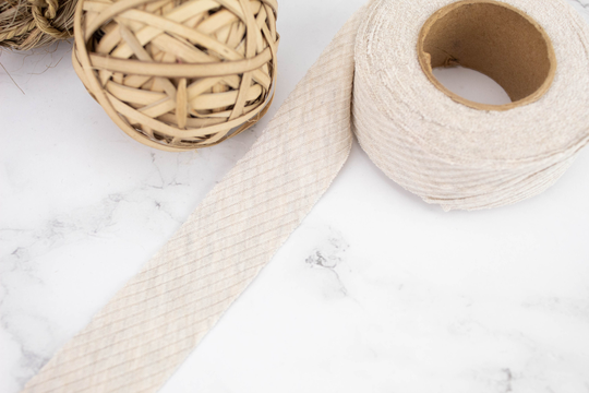 Heather Light Beige Rib Knit Bias Tape Binding 1.25 Inches Width X 7.5 Yards Bst00251