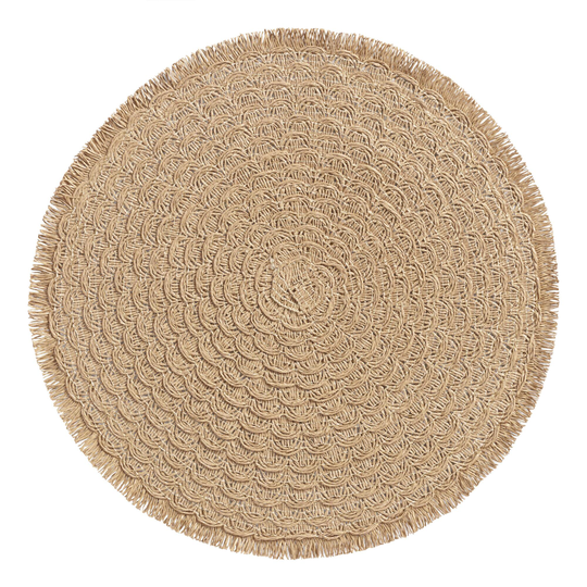 Round Natural Braided Placemat With Fringe Set Of 4: Brown by World Market