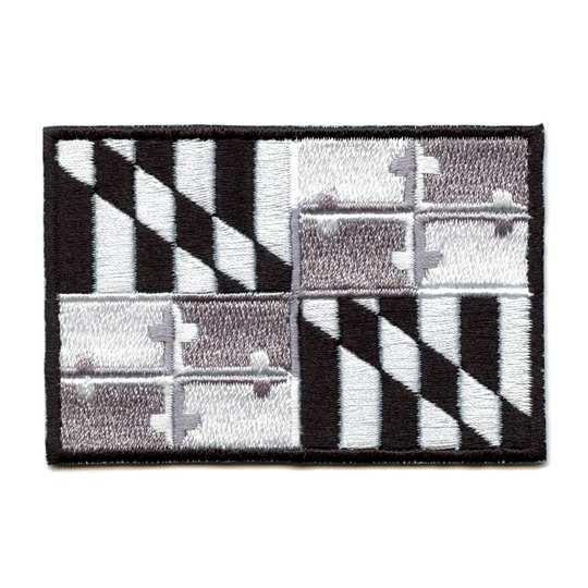 Maryland State Flag Patch Grayscale Embroidered Iron On Ag4