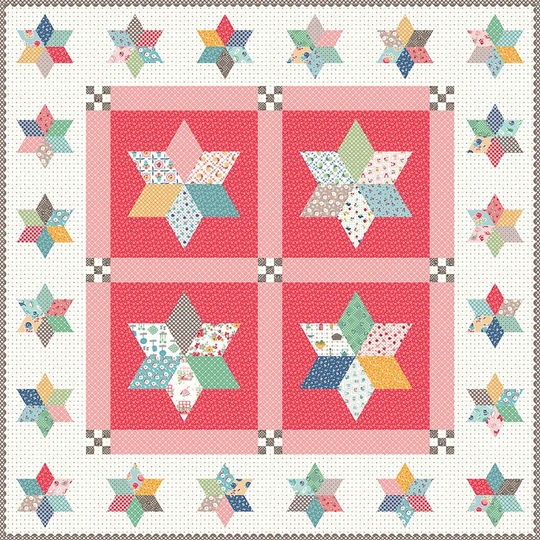 Sale Pot Luck Stars Boxed Quilt Kit Kt-11750 - Riley Blake Designs Cook Book Box Pattern Fabric Rulers Quilting Cotton