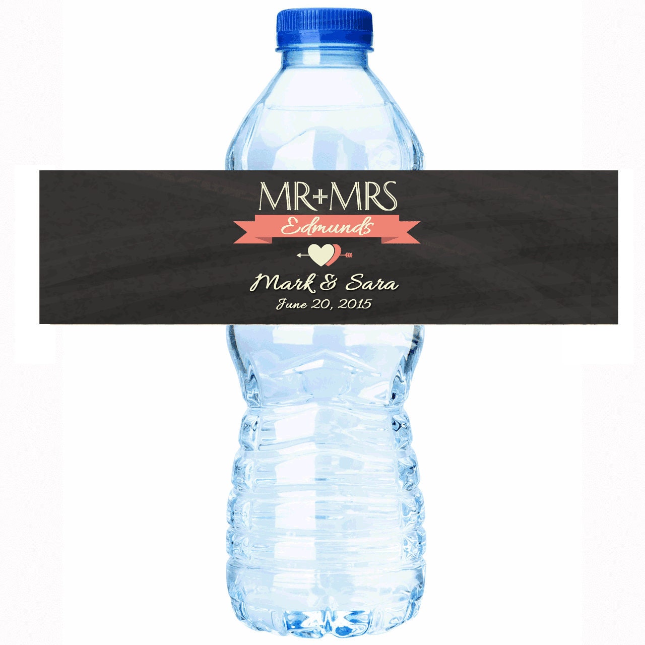 30 Personalized Chalkboard Mr. + Mrs. Water Bottle Labels - Select The Quantity You Need Below in Pricing & Quantity Option Tab"