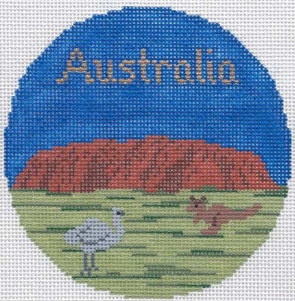 Needlepoint Handpainted Australia Christmas Silver Needle 4.25 -Free Us Shipping