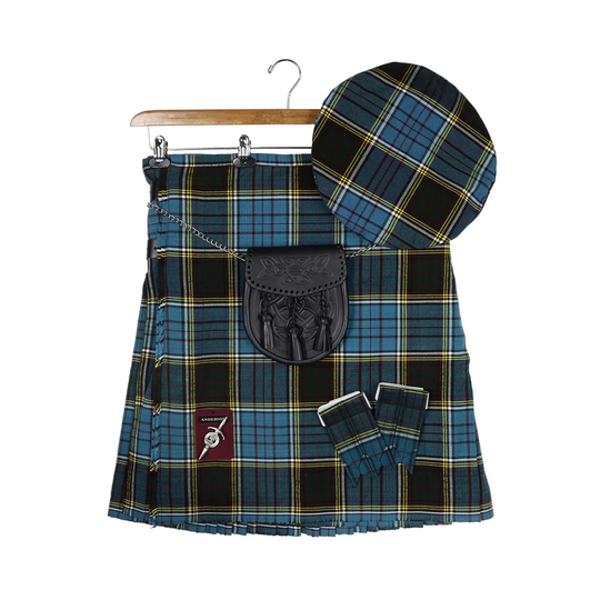 Anderson Modern Wool-Blend Homespun Tartan Kilt & Accessories Bundle