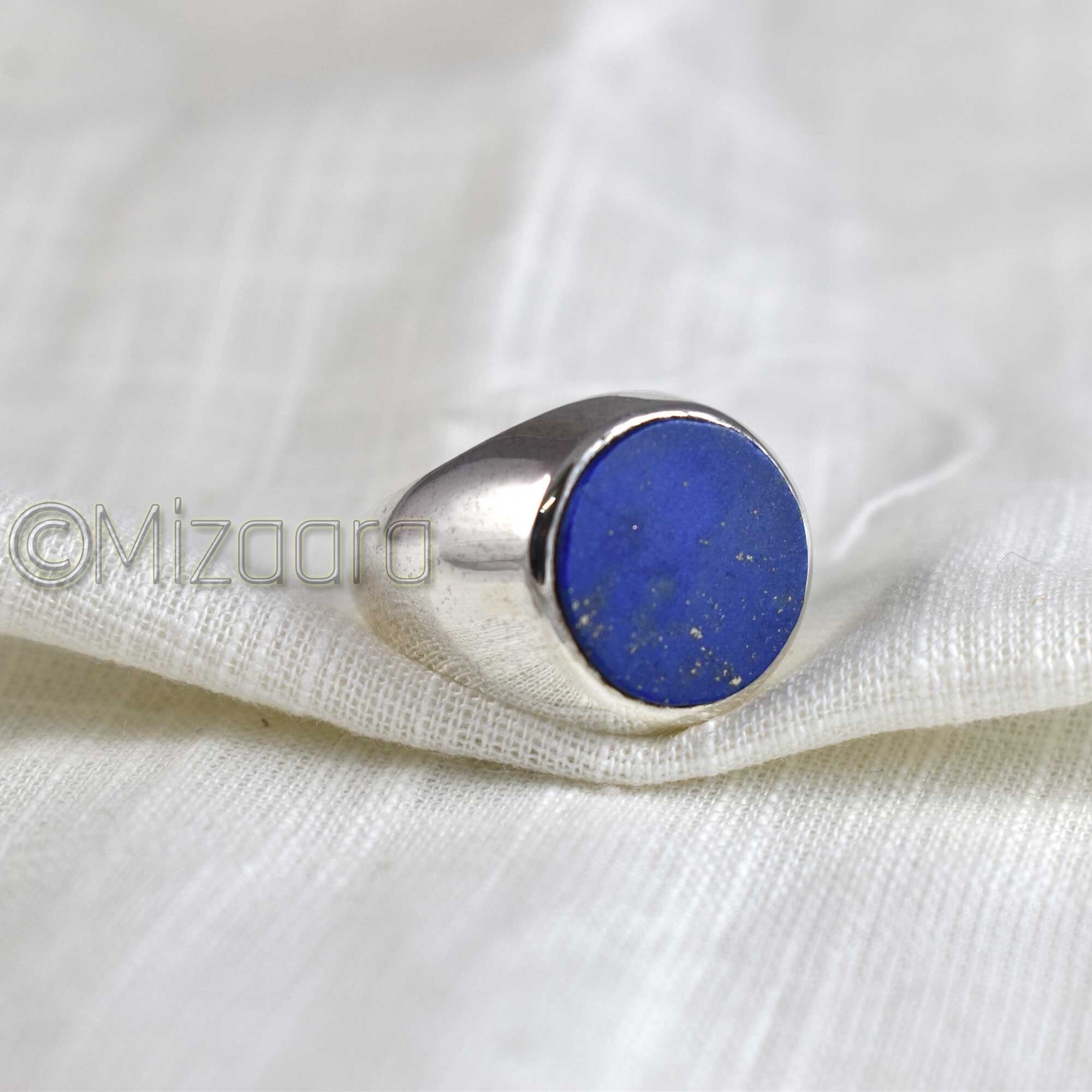 Lapis Lazuli Ring, 925 Sterling Silver, Signet Man Gemstone Mens Pinky Ring Men Husband