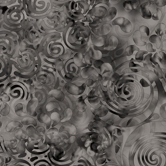 Swirling Texture Ombre Blender in Charcoal From Effervescence Collection For Qt Fabrics - 100% Cotton Color Fades Light To Dark