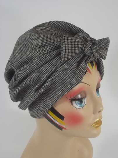 Wool Blend, Fashion Turban, Hat, Black, Gray, Bow, Ladies, Women, Chemo, Alopecia, Bonnet, Head Wrap, Cap. S, M, L, Xl