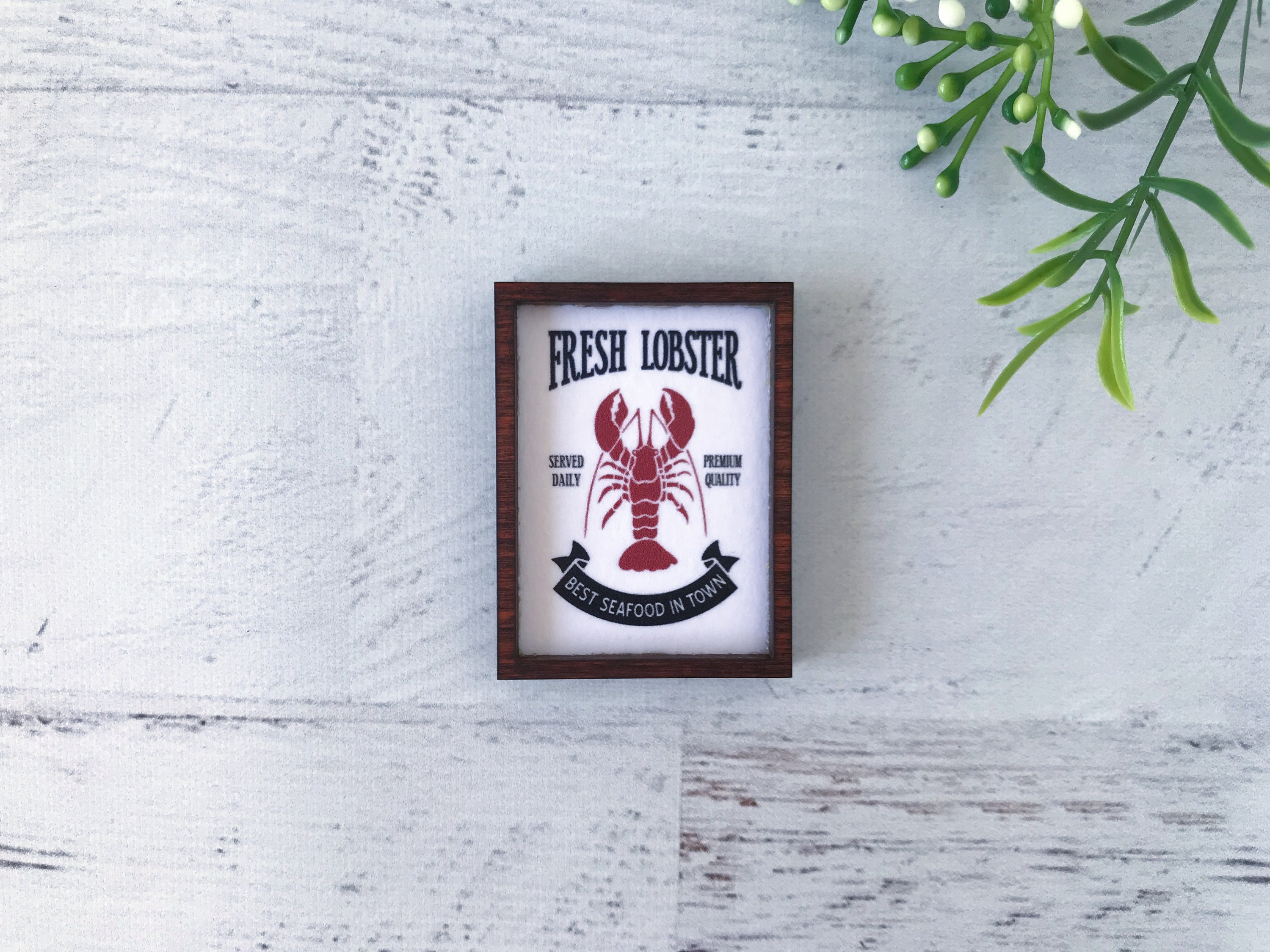 Wood Framed Miniature Sign | Farmhouse Type Tiered Tray Dcor Handmade in U.s.a. - Fresh Lobster Best Seafood in Town Served Daily
