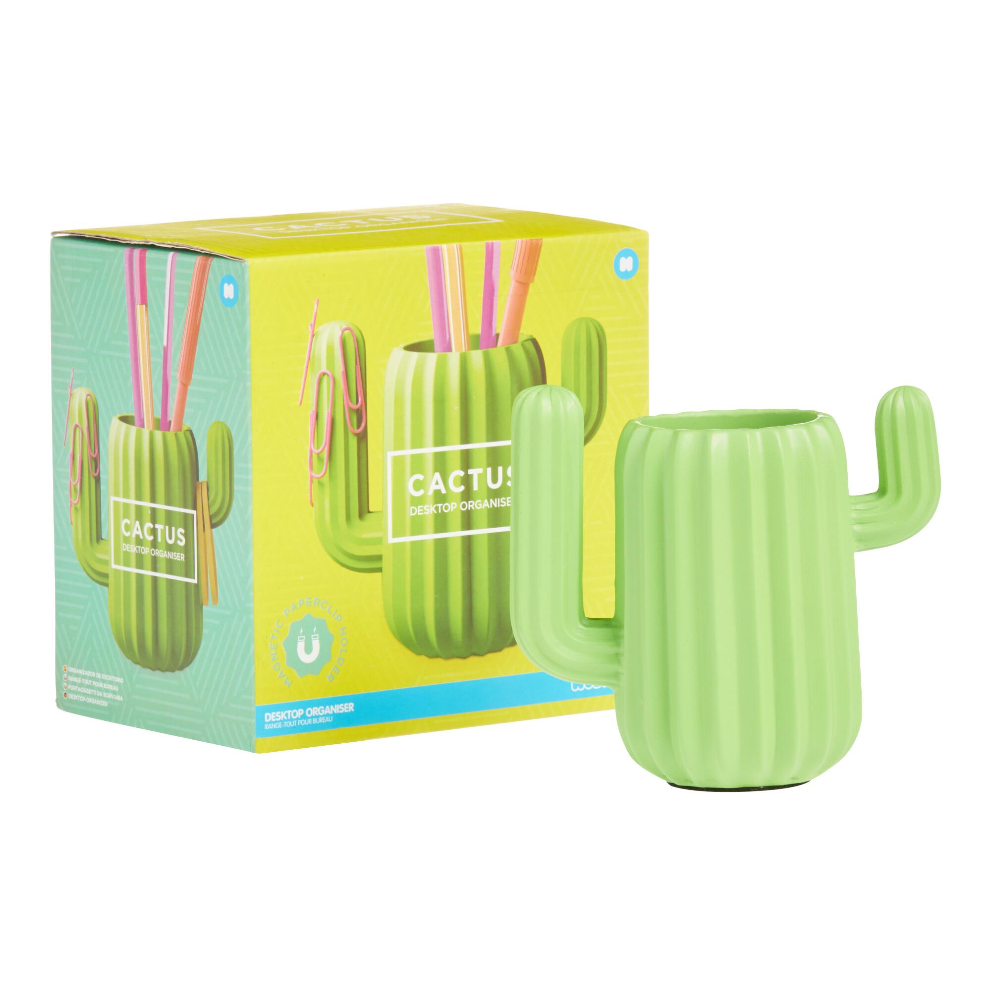 Cactus Magnetic Pencil Cup: Green - Plastic by World Market