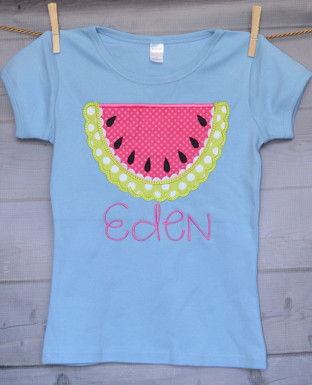 Girls Personalized Watermelon Applique Shirt Or Bodysuit Girl