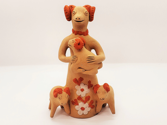 Oaxaca Ceramic Doll With Fantastical Animals Nagual Leticia Garcia Blanco Teodora Mexican Folk Art Pottery Ram