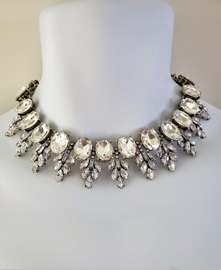 Duchess Crystal Diamond Rhinestone Bib Royal Statement Necklace Costume Jewelry