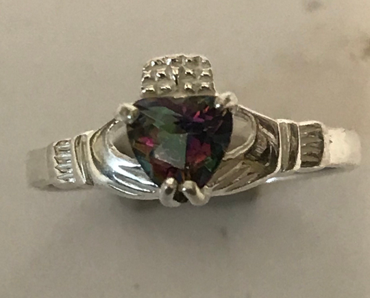 Claddagh Ring Mystic Topaz Sterling Silver