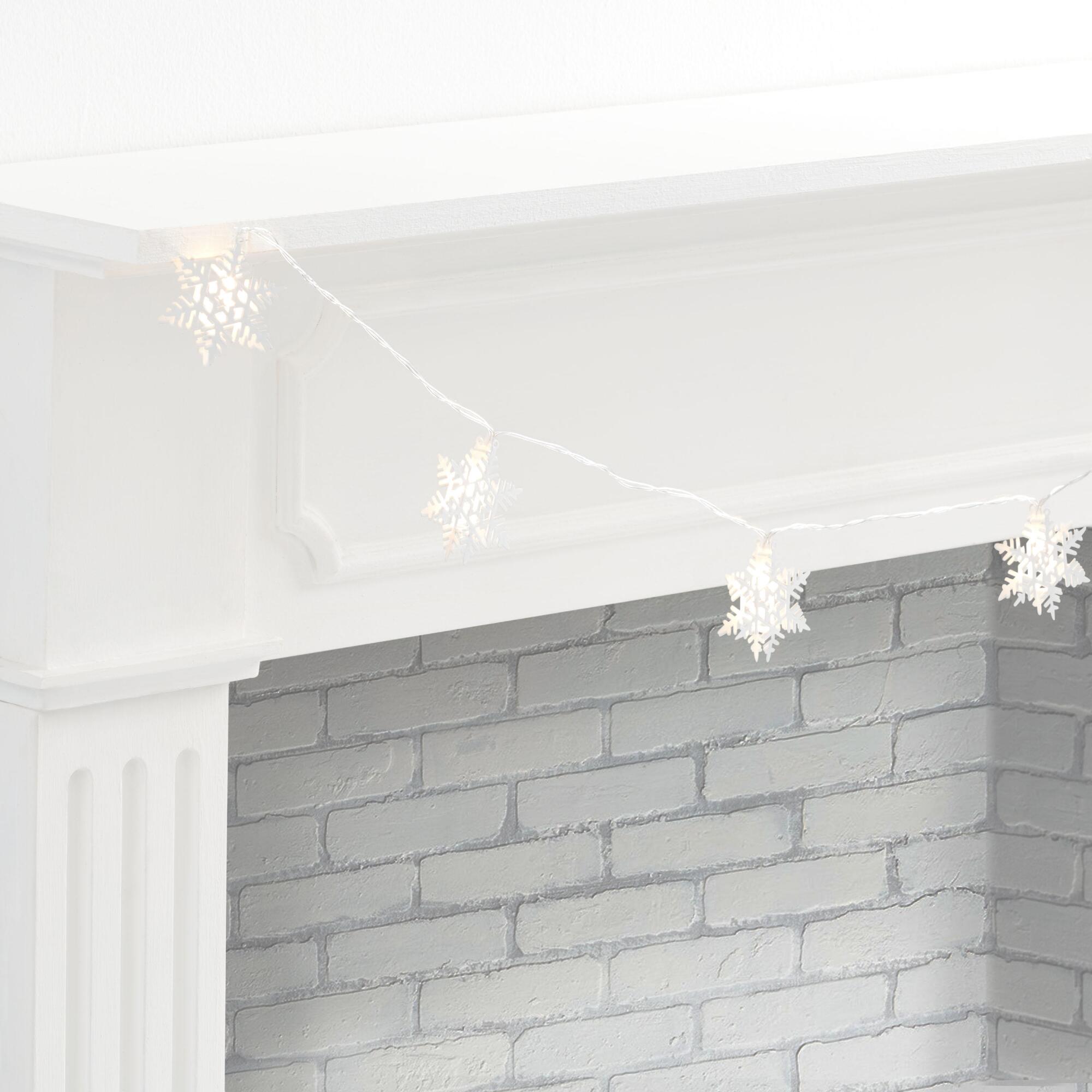 White Metal Snowflake LED Battery Operated String Lights - Medium by World Market