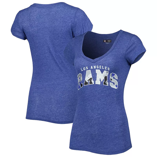 Women's New Era Heathered Royal Los Angeles Rams Training Camp V-Neck T-Shirt, Size: Medium, LAR Blue