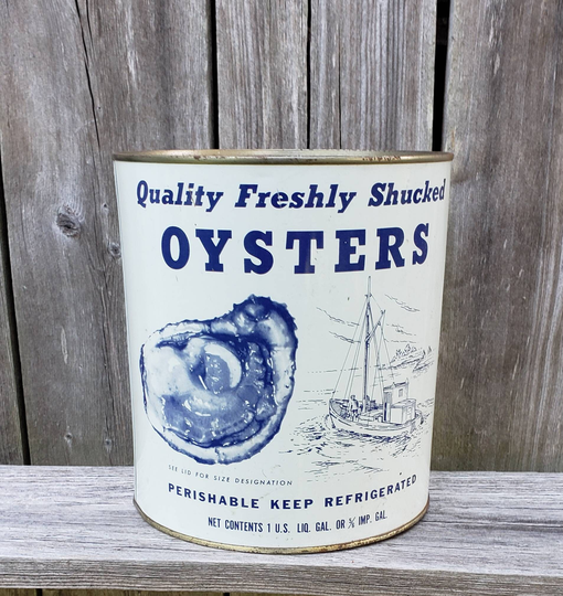 Vintage Capt. Tate Seafood One Gallon Oyster Tin Can From Dennisville New Jersey