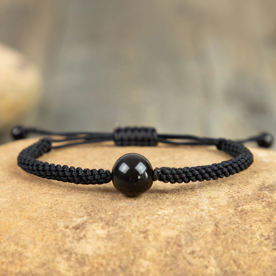 Black Obsidian Bracelet-Natural Stone Friendship Bracelet-Healing Energy Protection Bracelet-Spiritual Meditation Grounding Yoga Bracelet