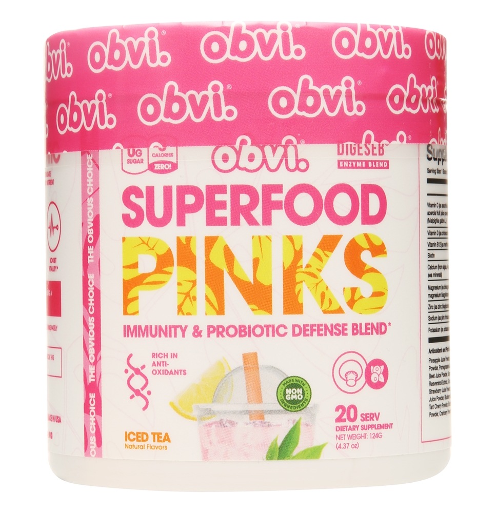 Obvi - Superfood Pinks Immunity & Probiotic Defense Blend 20 Servings Iced Tea - 4.37 oz.