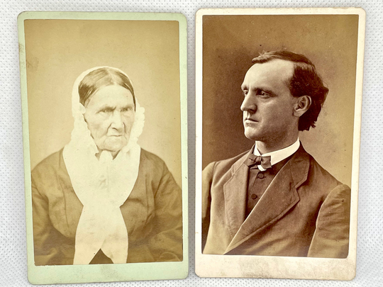 1800's Cdv Artist Photos Of Middle Aged Man & An Elderly Woman, Canton Massillon Ohio