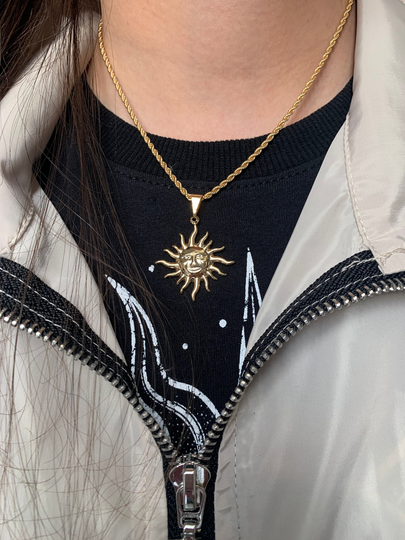 The Sunshine Necklace | Sun Gold Pendant Celestial Minimalist Layering