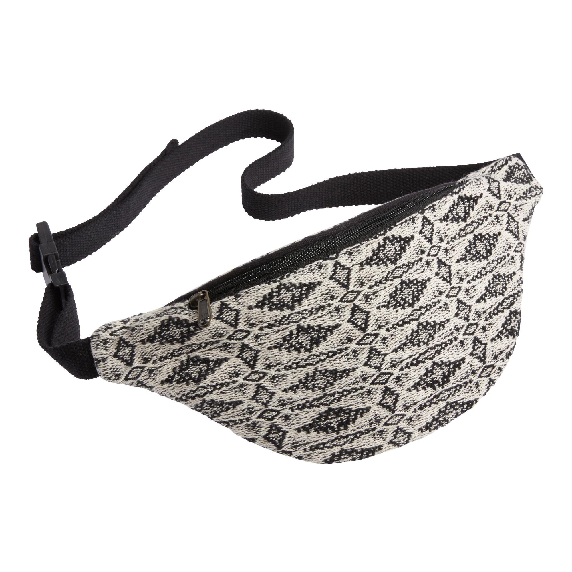 Black And White Geo Jacquard Belt Bag by World Market