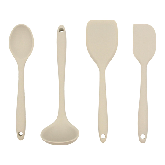Mini Greige Silicone Cooking Utensils Set of 4: Gray by World Market