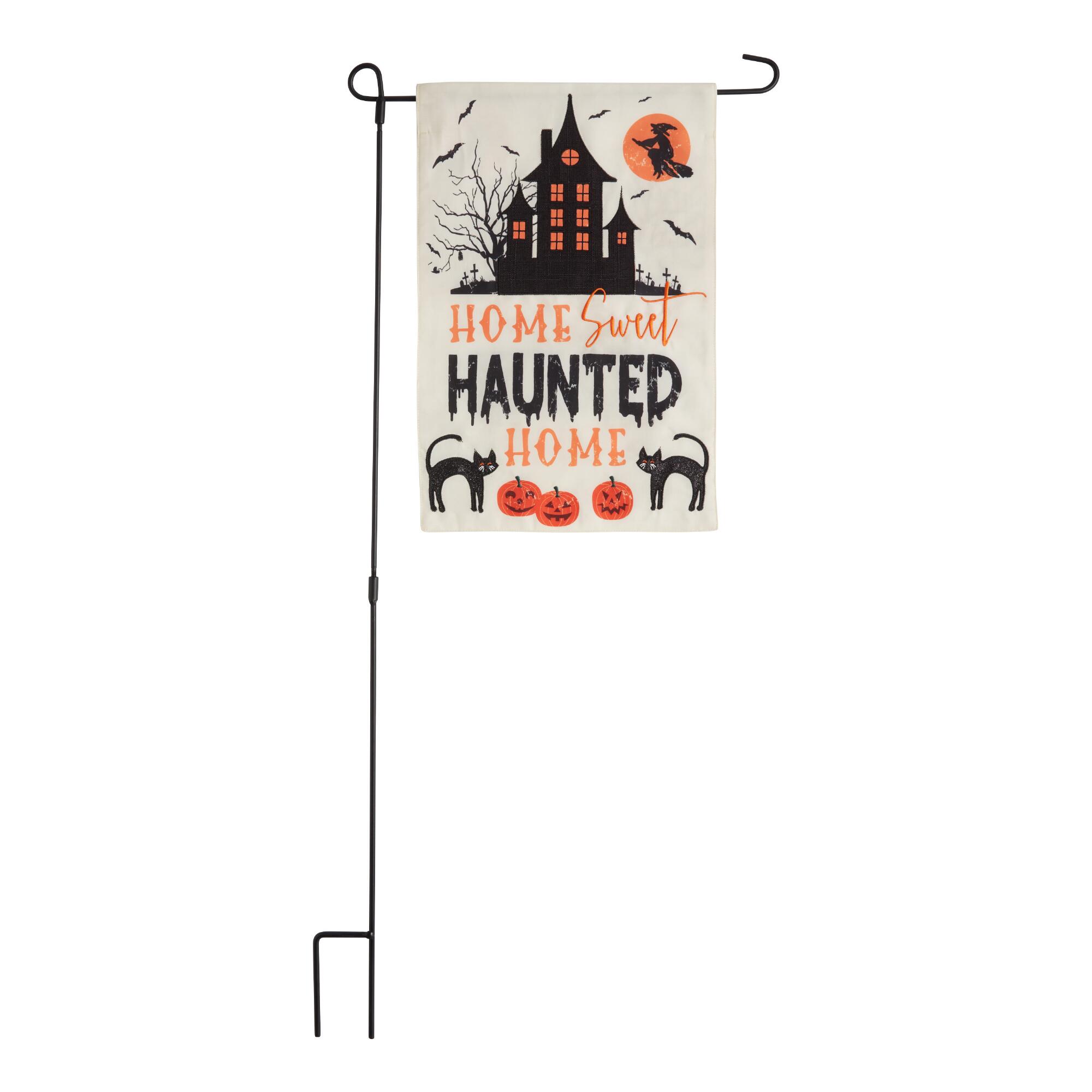Home Sweet Haunted Home Outdoor Patio Garden Flag: Multi - Fabric by World Market