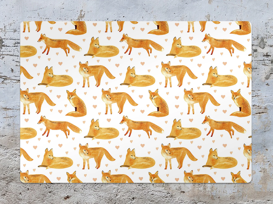 Fox Wood Chair Mat, Orange Vinyl Floor White Protective Painted Splat Office Decor, Room Rug, Housewarming Gift