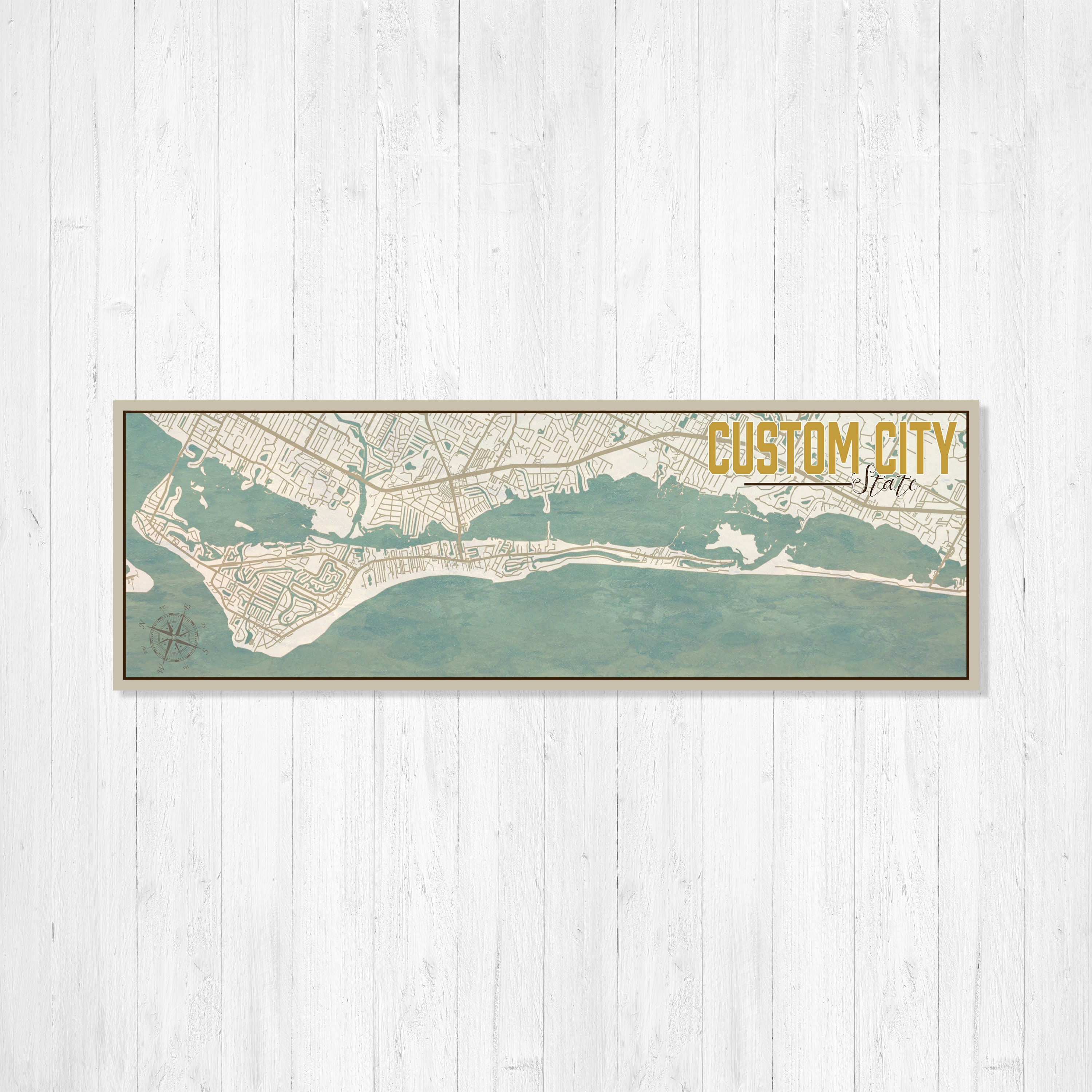 Custom Map, City Map Of Hometown, Nautical Vintage Illustration, Street Art, Wall Art