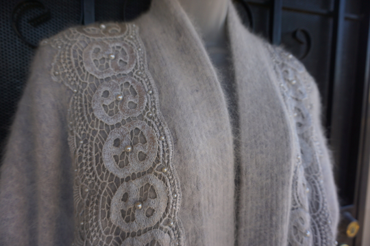 Vintage Gray Angora Blend Sweater Jacket Size L By Abc