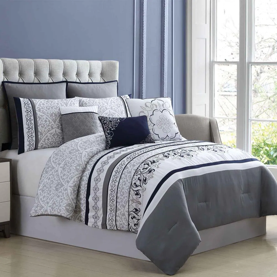 Amrapur Overseas Hayworth comforter set Multi Abstract Reversible King Comforter (Blend with Polyester Fill) | 38EBJQCF-HAY-KG