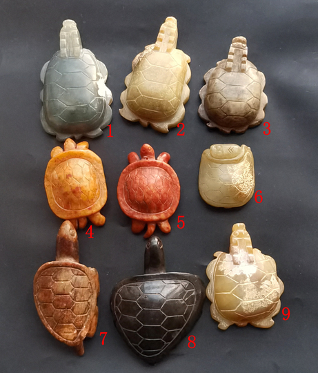 Chinese Longevity Turtle Jade Stone Pendant, Carved 3D Tortoise, Black, Orange, Brown, Amulet Mythical Animals Necklace Pendant Jewerly