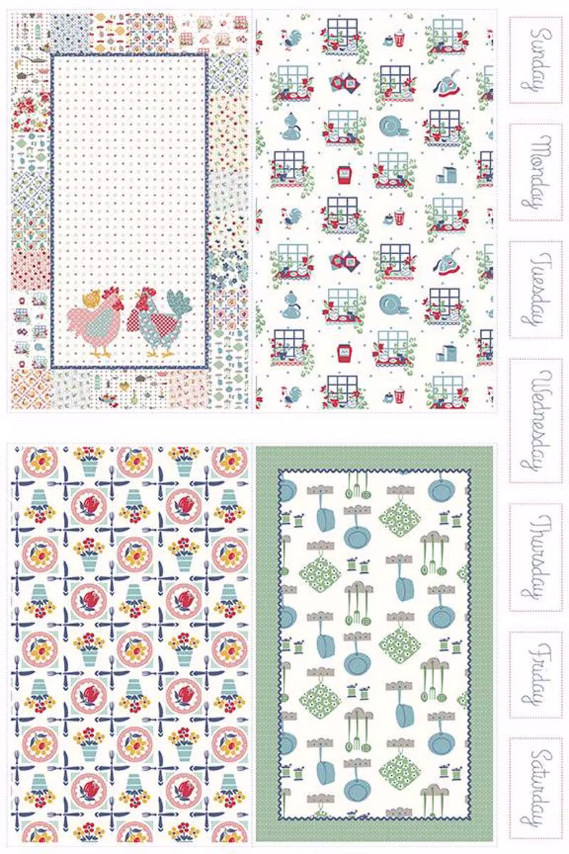 Lori Holt Cook Book Home Decor Chicken Kitchen Towel Panel For Riley Blake Designs | Sku #hd11773-Panel