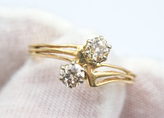 Antique Diamond Bypass Ring 14K
