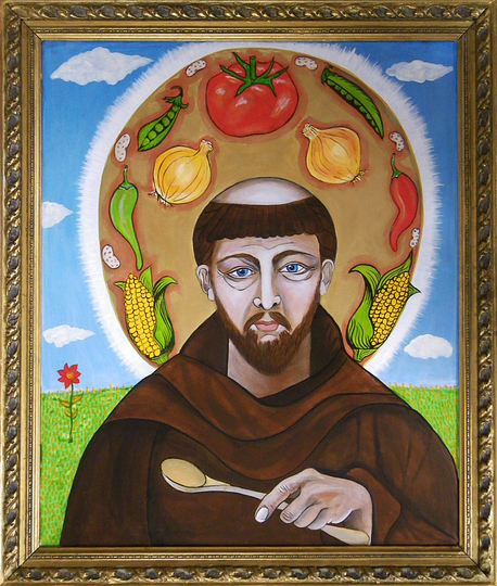 San Pasqual The Kitchen Saint, Original Acrylic On Wood Icon, Christina Miller Artist