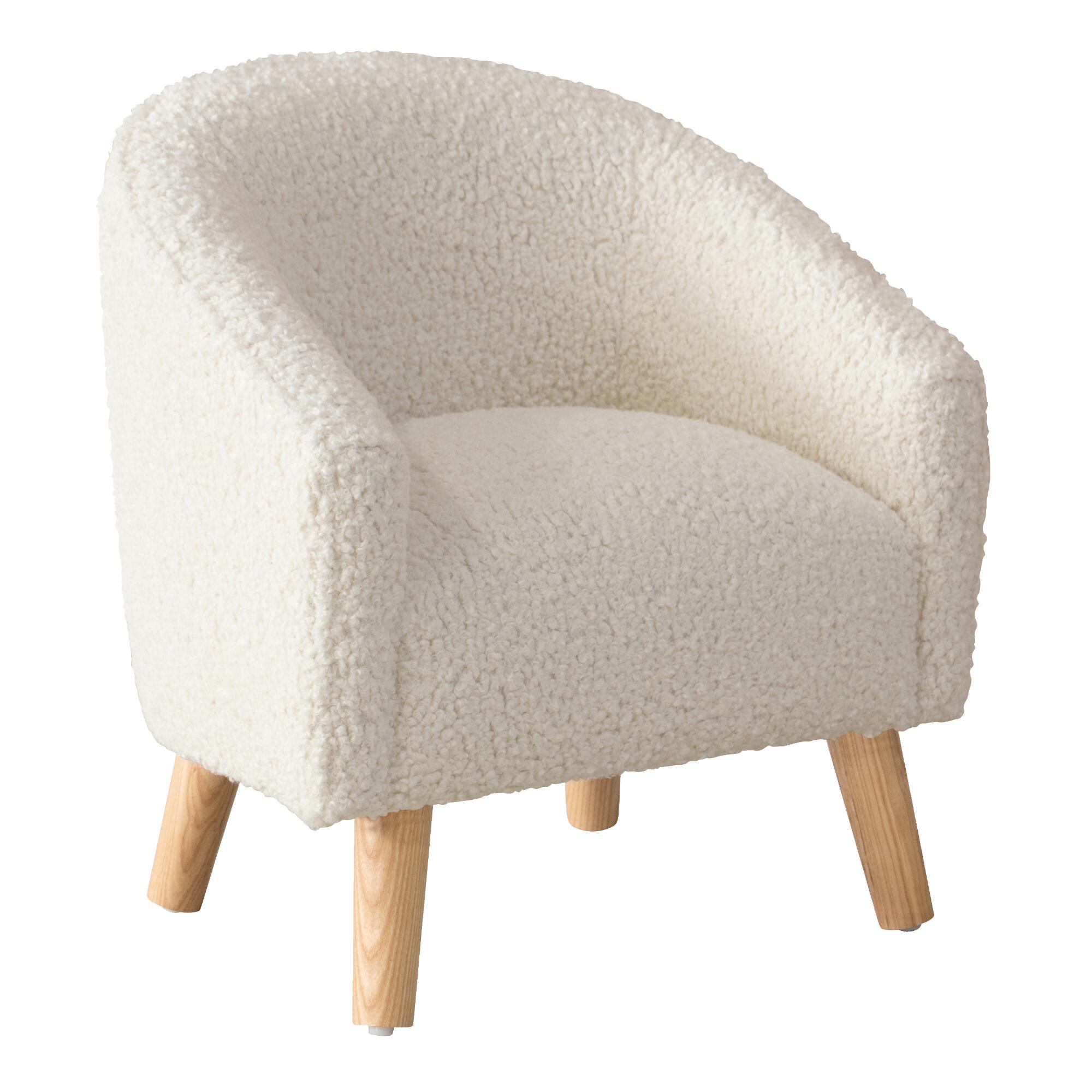 Natural Faux Sheepskin Colbie Upholstered Kids Chair: Cream by World Market