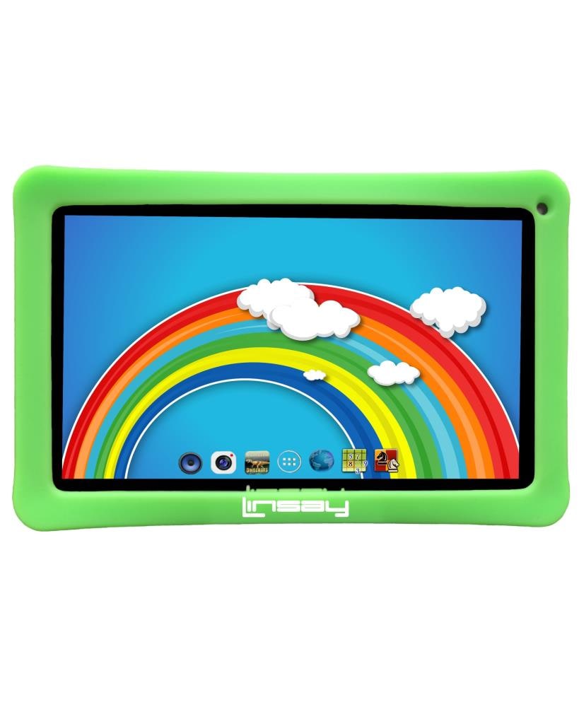 LINSAY 10.1-in Wi-Fi Only Android 10 Tablet with Accessories with Case Included | F10XHDKIDSGREEN