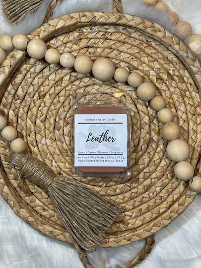 Leather Soy Blend Wax Melts | Real Scent Saddleshop Handpoured Artisan Mens Fragrance Men