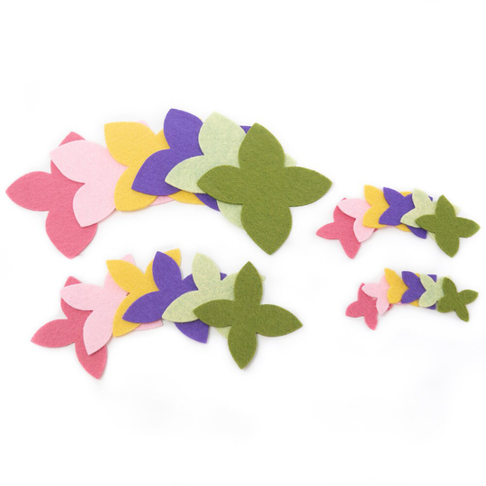 48 Bella Wool Blend Felt Die Cut Applique Flowers - Spring Garden Colors
