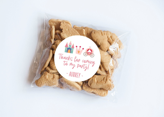 Princess Stickers, Birthday. Castle, Sweet Princess, Carriage, Party, Modern Labels, Favors