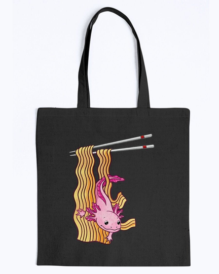 Cute Axolotl in Ramen Noodles Tote Bag, Lover Bag Gift, Co Worker Office Gifts, Gifts