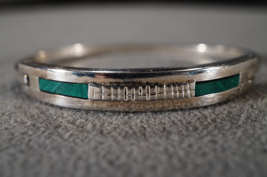 Vintage Southwestern Style Sterling Silver Round Bib Genuine Turquoise Bangle Bracelet Jewelry K#3