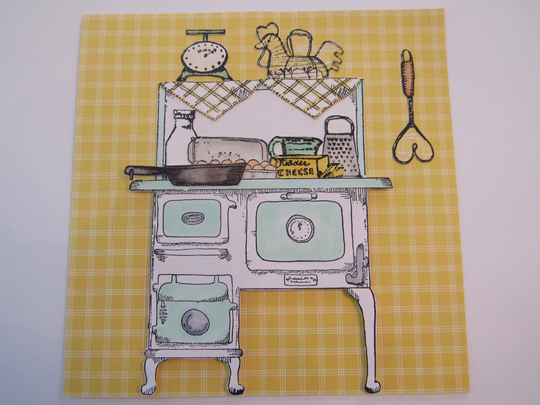 Grandma's Cook Stove Rubber Stamp